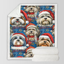 Load image into Gallery viewer, Holly Jolly Shih Tzus Christmas Soft Warm Fleece Blanket-Blanket-Blankets, Christmas, Dog Dad Gifts, Dog Mom Gifts, Home Decor, Shih Tzu-10