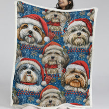 Load image into Gallery viewer, Holly Jolly Shih Tzus Christmas Soft Warm Fleece Blanket-Blanket-Blankets, Christmas, Dog Dad Gifts, Dog Mom Gifts, Home Decor, Shih Tzu-11