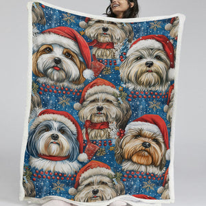 Holly Jolly Shih Tzus Christmas Soft Warm Fleece Blanket-Blanket-Blankets, Christmas, Dog Dad Gifts, Dog Mom Gifts, Home Decor, Shih Tzu-11