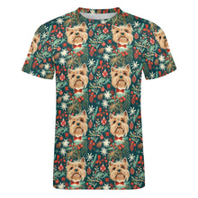 Load image into Gallery viewer, Holly Jolly Yorkie Christmas Men&#39;s Cotton T-Shirt-Apparel-Apparel, Christmas, Dog Dad Gifts, Shirt, T Shirt, Yorkshire Terrier-3