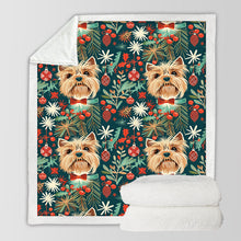 Load image into Gallery viewer, Holly Jolly Yorkie Christmas Soft Warm Fleece Blanket-Blanket-Blankets, Christmas, Dog Dad Gifts, Dog Mom Gifts, Home Decor, Yorkshire Terrier-10