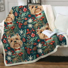 Load image into Gallery viewer, Holly Jolly Yorkie Christmas Soft Warm Fleece Blanket-Blanket-Blankets, Christmas, Dog Dad Gifts, Dog Mom Gifts, Home Decor, Yorkshire Terrier-12