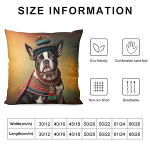 Homage Americana Boston Terrier Plush Pillow Case-Boston Terrier, Dog Dad Gifts, Dog Mom Gifts, Home Decor, Pillows-12 "×12 "-White-1