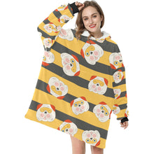 Load image into Gallery viewer, Honey Bee Bulldog Love Blanket Hoodie for Women-Apparel-Apparel, Blankets-White-ONE SIZE-3