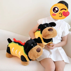 Hot Dog Black Tan Dachshund Stuffed Animal Plush Toys-16