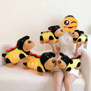 Hot Dog Black Tan Dachshund Stuffed Animal Plush Toys-19