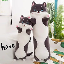 Load image into Gallery viewer, Two cartoon-style husky plush toys waving, with a plant and colorful blanket in the background.