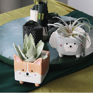 Husky and Corgi Love Succulent Plants Flower Pots-Home Decor-Corgi, Dogs, Flower Pot, Home Decor, Siberian Husky-14