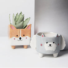 Load image into Gallery viewer, Husky and Corgi Love Succulent Plants Flower Pots-Home Decor-Corgi, Dogs, Flower Pot, Home Decor, Siberian Husky-5