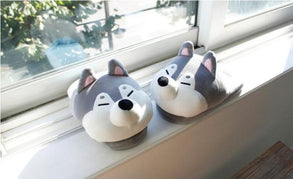 Husky and Shiba Inu Love Warm Indoor SlippersFootwear