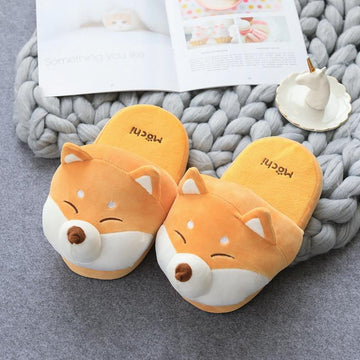 Husky and Shiba Inu Love Warm Indoor SlippersFootwearShiba Inu9