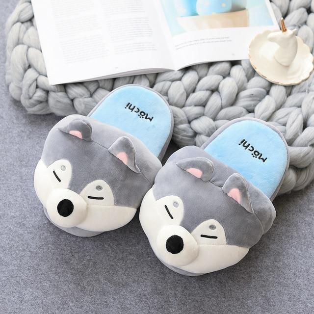 Husky and Shiba Inu Love Warm Indoor SlippersFootwearHusky7