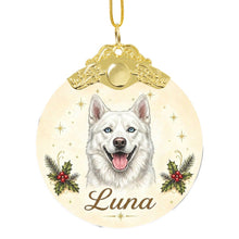 Load image into Gallery viewer, Husky Christmas Ornament - Gold Crown Dog Portrait - Personalized with Photo and Name-Christmas Ornament-Christmas,Christmas Ornament,Personalize Artwork-3