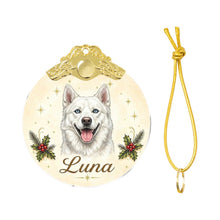 Load image into Gallery viewer, Husky Christmas Ornament - Gold Crown Dog Portrait - Personalized with Photo and Name-Christmas Ornament-Christmas,Christmas Ornament,Personalize Artwork-4