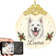 Load image into Gallery viewer, Husky Christmas Ornament - Gold Crown Dog Portrait - Personalized with Photo and Name-Christmas Ornament-Christmas,Christmas Ornament,Personalize Artwork-1