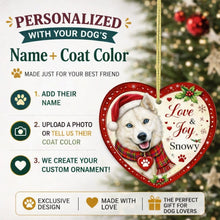 Load image into Gallery viewer, Husky Christmas Ornament - Love &amp; Joy Heart Shaped Portrait - Personalized with Name-Christmas Ornament-Christmas,Personalize Artwork,Siberian Husky-2