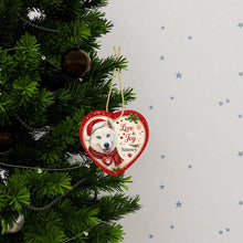 Load image into Gallery viewer, Husky Christmas Ornament - Love &amp; Joy Heart Shaped Portrait - Personalized with Name-Christmas Ornament-Christmas,Personalize Artwork,Siberian Husky-3