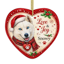 Load image into Gallery viewer, Husky Christmas Ornament - Love &amp; Joy Heart Shaped Portrait - Personalized with Name-Christmas Ornament-Christmas,Personalize Artwork,Siberian Husky-4