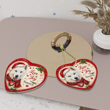 Load image into Gallery viewer, Husky Christmas Ornament - Love &amp; Joy Heart Shaped Portrait - Personalized with Name-Christmas Ornament-Christmas,Personalize Artwork,Siberian Husky-6