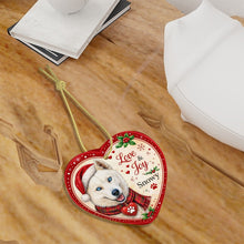 Load image into Gallery viewer, Husky Christmas Ornament - Love &amp; Joy Heart Shaped Portrait - Personalized with Name-Christmas Ornament-Christmas,Personalize Artwork,Siberian Husky-7
