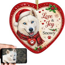 Load image into Gallery viewer, Husky Christmas Ornament - Love &amp; Joy Heart Shaped Portrait - Personalized with Name-Christmas Ornament-Christmas,Personalize Artwork,Siberian Husky-1