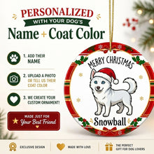 Load image into Gallery viewer, Husky Christmas Ornament - Personalized Whimsical Holiday Cartoon Art Design - with Name-Christmas Ornament-Christmas,Personalize Artwork,Siberian Husky-2