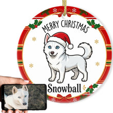 Load image into Gallery viewer, Husky Christmas Ornament - Personalized Whimsical Holiday Cartoon Art Design - with Name-Christmas Ornament-Christmas,Personalize Artwork,Siberian Husky-1