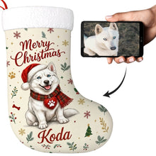 Load image into Gallery viewer, Husky Christmas Stocking - Cozy Festive Wishes - Personalize with Photo and Name-Christmas Ornament-Christmas,Christmas Stocking,Personalize Artwork-1