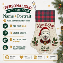 Load image into Gallery viewer, Husky Christmas Stocking - Holly &amp; Tartan Portrait - Personalize with Photo and Name-Christmas Ornament-Christmas,Christmas Stocking,Personalize Artwork-2