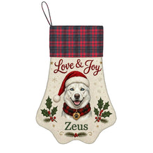 Load image into Gallery viewer, Husky Christmas Stocking - Holly &amp; Tartan Portrait - Personalize with Photo and Name-Christmas Ornament-Christmas,Christmas Stocking,Personalize Artwork-3