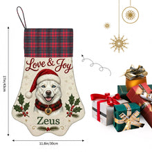 Load image into Gallery viewer, Husky Christmas Stocking - Holly &amp; Tartan Portrait - Personalize with Photo and Name-Christmas Ornament-Christmas,Christmas Stocking,Personalize Artwork-4