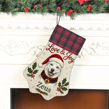 Load image into Gallery viewer, Husky Christmas Stocking - Holly &amp; Tartan Portrait - Personalize with Photo and Name-Christmas Ornament-Christmas,Christmas Stocking,Personalize Artwork-6