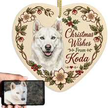 Load image into Gallery viewer, Husky Dog Ornament - Christmas Wishes Design - Personalized with Name-Christmas Ornament-Christmas,Personalize Artwork,Siberian Husky-1