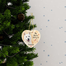 Load image into Gallery viewer, Husky Dog Ornament - My Heart Belongs To Design - Personalized with Name-Christmas Ornament-Christmas,Personalize Artwork,Siberian Husky-3