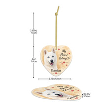 Load image into Gallery viewer, Husky Dog Ornament - My Heart Belongs To Design - Personalized with Name-Christmas Ornament-Christmas,Personalize Artwork,Siberian Husky-5
