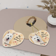 Load image into Gallery viewer, Husky Dog Ornament - My Heart Belongs To Design - Personalized with Name-Christmas Ornament-Christmas,Personalize Artwork,Siberian Husky-6