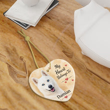 Load image into Gallery viewer, Husky Dog Ornament - My Heart Belongs To Design - Personalized with Name-Christmas Ornament-Christmas,Personalize Artwork,Siberian Husky-7