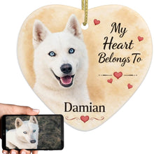 Load image into Gallery viewer, Husky Dog Ornament - My Heart Belongs To Design - Personalized with Name-Christmas Ornament-Christmas,Personalize Artwork,Siberian Husky-1