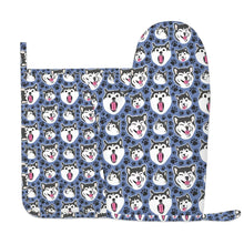 Load image into Gallery viewer, Husky Expressions and Playful Paws Oven Gloves-Kitchen Decor-Slate Blue-One Size-9
