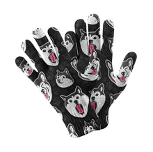 Load image into Gallery viewer, Husky Expressions &amp; Playful Paws Touch Screen Gloves-Accessories-Accessories, Dog Dad Gifts, Dog Mom Gifts, Gloves-Black-2