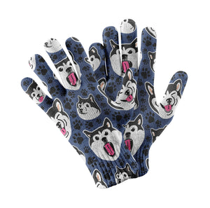 Husky Expressions & Playful Paws Touch Screen Gloves-Accessories-Accessories, Dog Dad Gifts, Dog Mom Gifts, Gloves-Navy-3