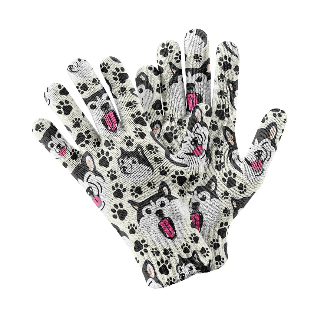 Husky Expressions & Playful Paws Touch Screen Gloves-Accessories-Accessories, Dog Dad Gifts, Dog Mom Gifts, Gloves-White-5