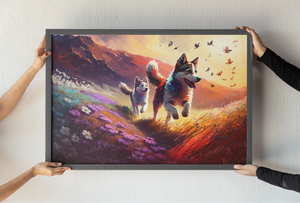 Husky Harmony Heaven Wall Art Poster-Art-Dog Art, Home Decor, Poster, Siberian Husky-1