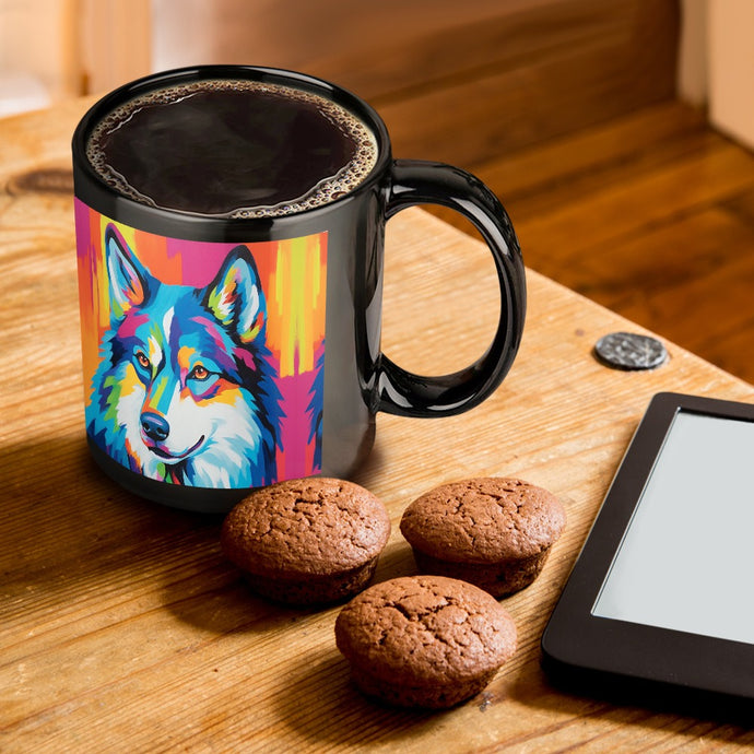 Husky in Vivid Hues Coffee Mug-ONE SIZE-Black-1