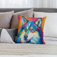 Load image into Gallery viewer, Husky in Vivid Hues Plush Pillow Case-Cushion Cover-Dog Dad Gifts, Dog Mom Gifts, Home Decor, Pillows, Siberian Husky-2