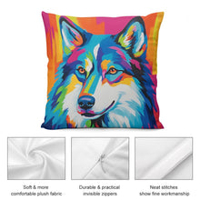 Load image into Gallery viewer, Husky in Vivid Hues Plush Pillow Case-Cushion Cover-Dog Dad Gifts, Dog Mom Gifts, Home Decor, Pillows, Siberian Husky-5