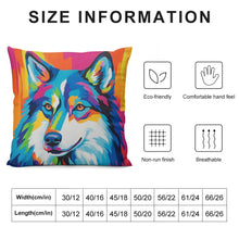 Load image into Gallery viewer, Husky in Vivid Hues Plush Pillow Case-Cushion Cover-Dog Dad Gifts, Dog Mom Gifts, Home Decor, Pillows, Siberian Husky-6