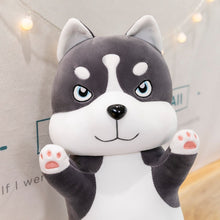 Load image into Gallery viewer, Close face image of a Husky stuffed toy plush pillow