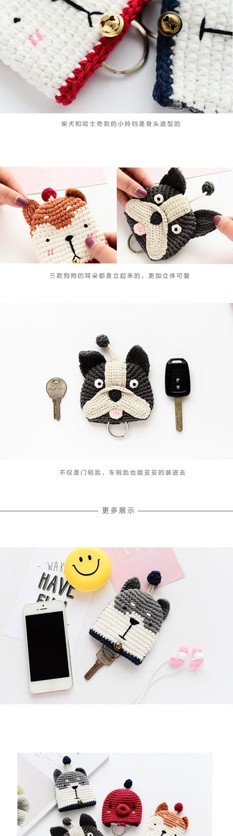 Husky Love Knitted Coin Purse and Keychain-Accessories-Accessories, Bags, Dogs, Keychain, Siberian Husky-7
