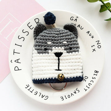 Husky Love Knitted Coin Purse and Keychain-Accessories-Accessories, Bags, Dogs, Keychain, Siberian Husky-Husky-1